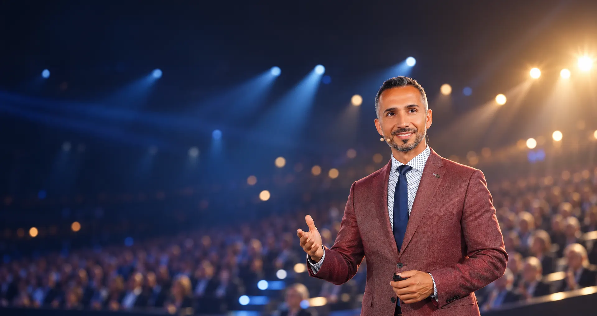 Birol Isik, Mindset Coach und Business Mentor in der Schweiz, auf der Bühne eines Seminars: Coaching, Seminare und Verkaufstraining